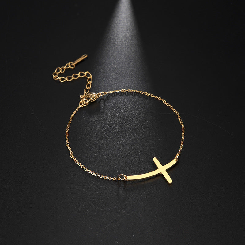 Elegant Cross Open Bracelet