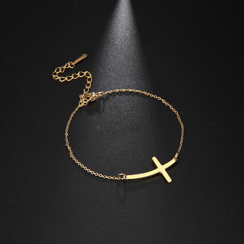 Elegant Cross Open Bracelet