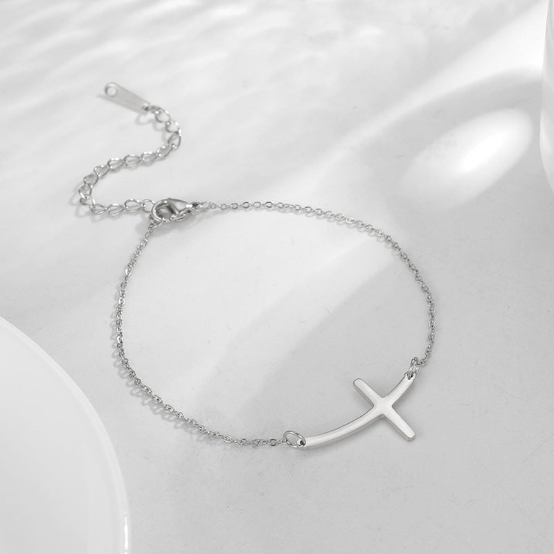 Elegant Cross Open Bracelet