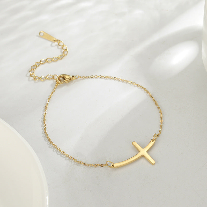 Elegant Cross Open Bracelet