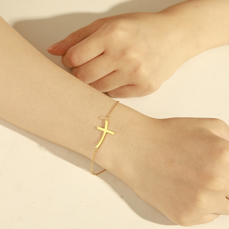 Elegant Cross Open Bracelet